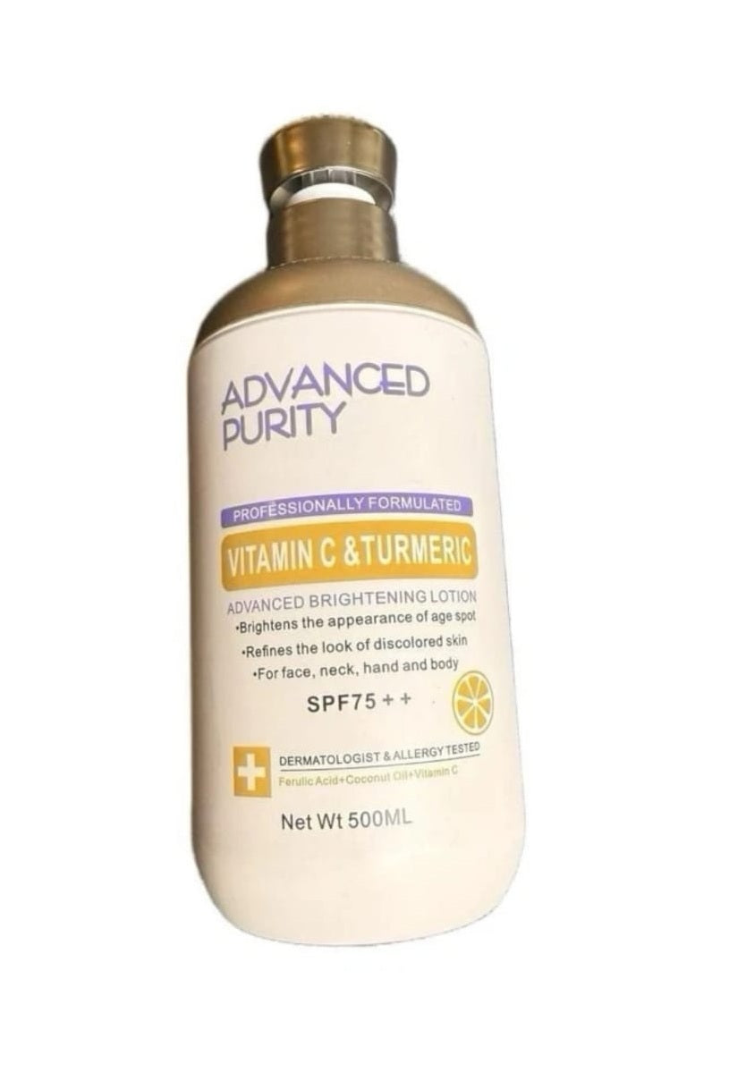 Advanced Purity Vitamin C & Turmeric Brightening Lotion for Skin Care 500ml - Enhances Radiance & Hydration