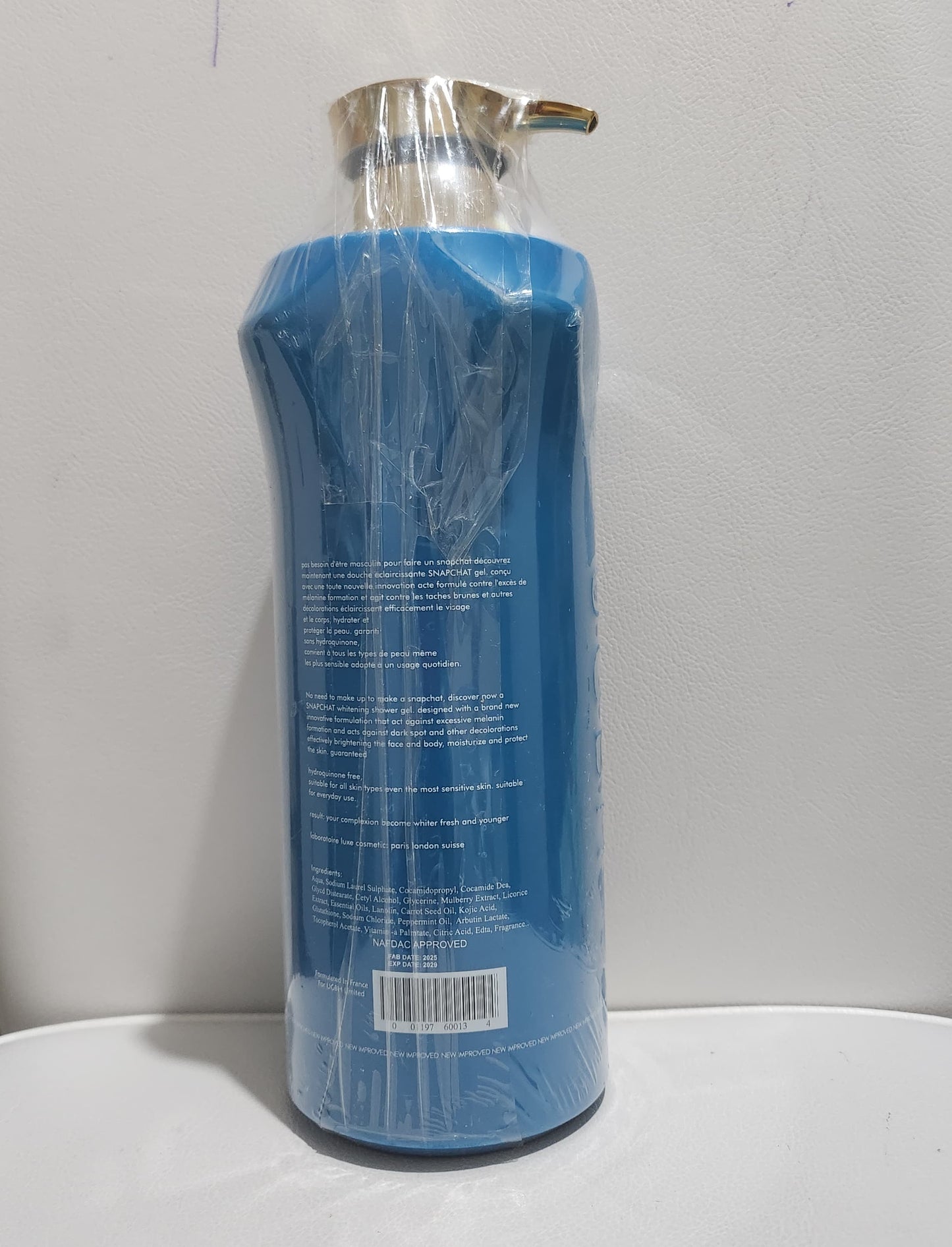 Lait Snapchat Diamant Bleu Lightening Moisturizing Body Wash Shower Gel 1000ml with Collagen & Arbutin for Intense Nourishing