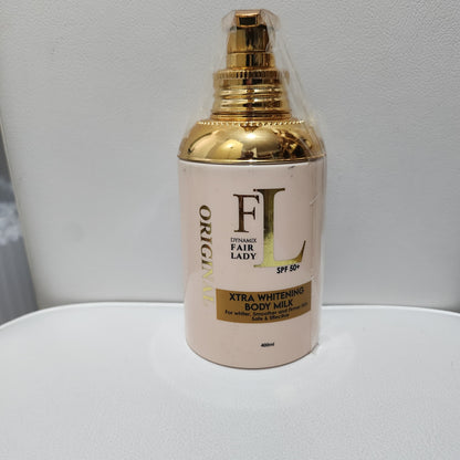 Fair Lady Gold Xtra Whitening Body Milk with SPF50, Whitening Lotion for Radiant Skin Care, 400ml Moisturizers