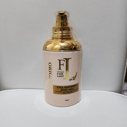 Fair Lady Gold Xtra Whitening Body Milk with SPF50, Whitening Lotion for Radiant Skin Care, 400ml Moisturizers