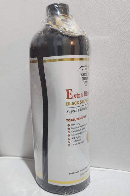 Smooth Diamond Extra Bleaching Black Shower Cream, SPF 30, Whitening & Exfoliating Formula, 1000ml, Anti-Aging Benefits