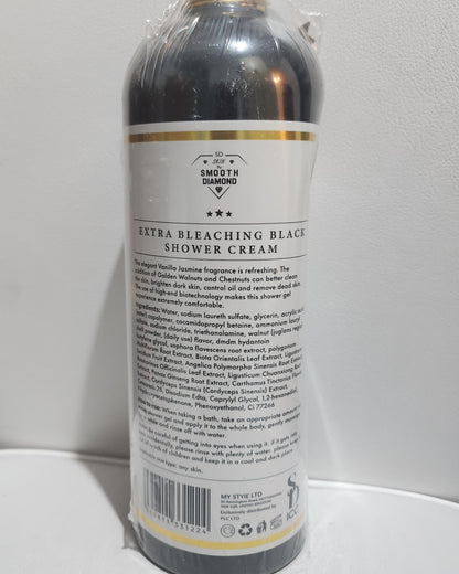 Smooth Diamond Extra Bleaching Black Shower Cream, SPF 30, Whitening & Exfoliating Formula, 1000ml, Anti-Aging Benefits