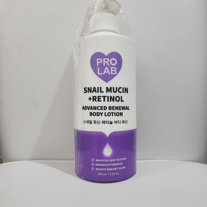 PRO LAB Snail Mucin + Retinol Advanced Renewal Body Lotion 500ML for Radiant Skin Care