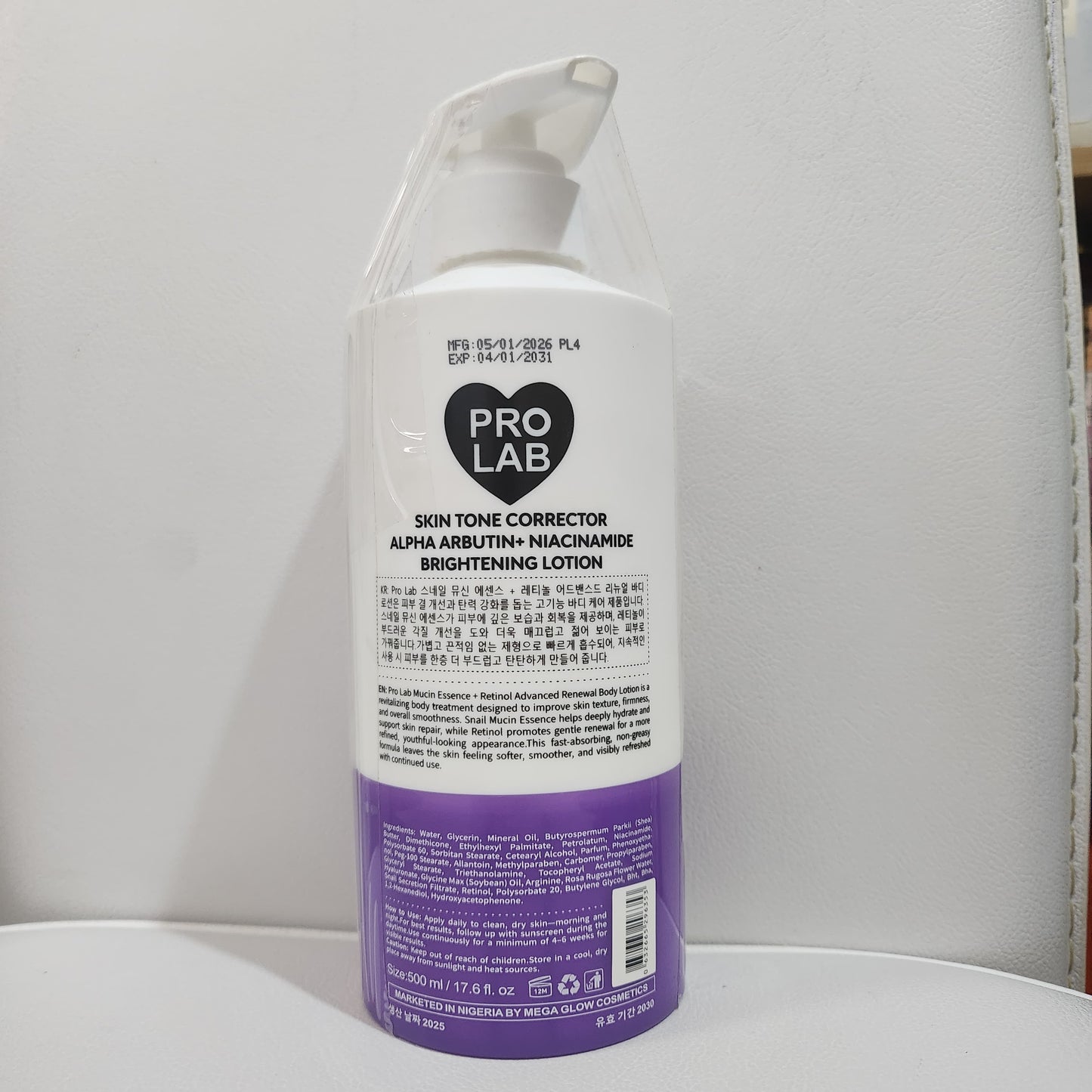 PRO LAB Snail Mucin + Retinol Advanced Renewal Body Lotion 500ML for Radiant Skin Care