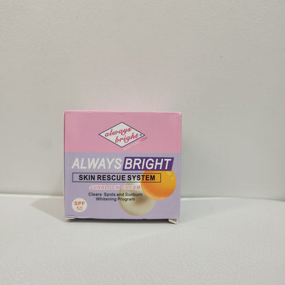 Always Bright Skin Rescue Sunblock Face Cream SPF50 Clears Spots & Sunburn