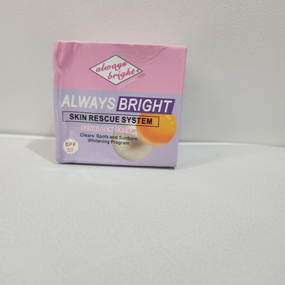 Always Bright Skin Rescue Sunblock Face Cream SPF50 Clears Spots & Sunburn