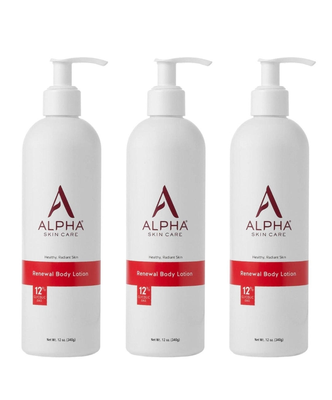 Alpha Skin Care Renewal Body Lotion 340g/12fl oz Pump for Healthy Radiant Skin with 12% Glycolic Acid
