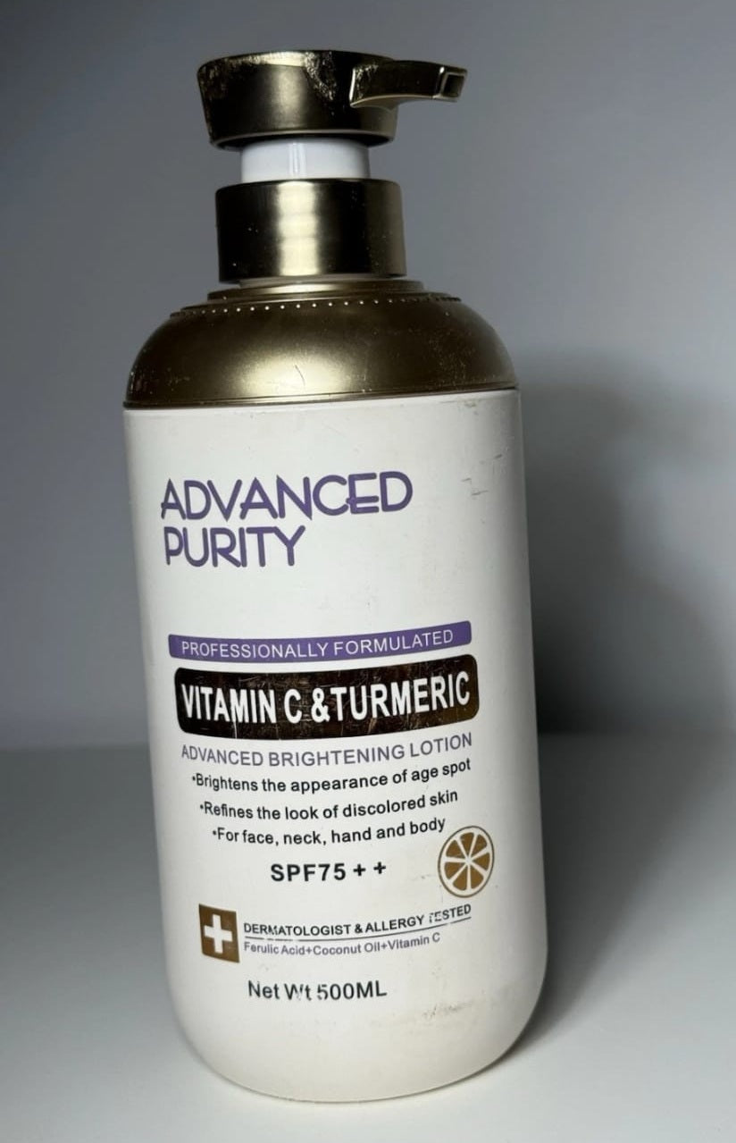 Advanced Purity Vitamin C & Turmeric Brightening Lotion for Skin Care 500ml - Enhances Radiance & Hydration