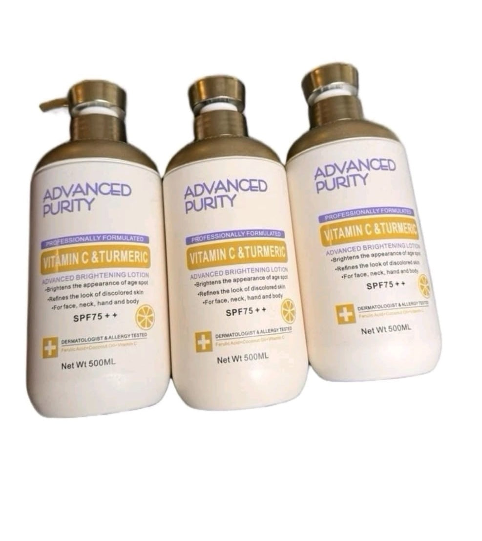 Advanced Purity Vitamin C & Turmeric Brightening Lotion for Skin Care 500ml - Enhances Radiance & Hydration