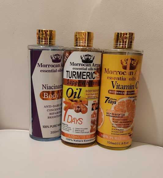 Moroccan Argan Essential Oils 6-in-1 In Different Variants ( Niacinamide, Vitamin C & Turmeric) Oil for Skin Care Body Care