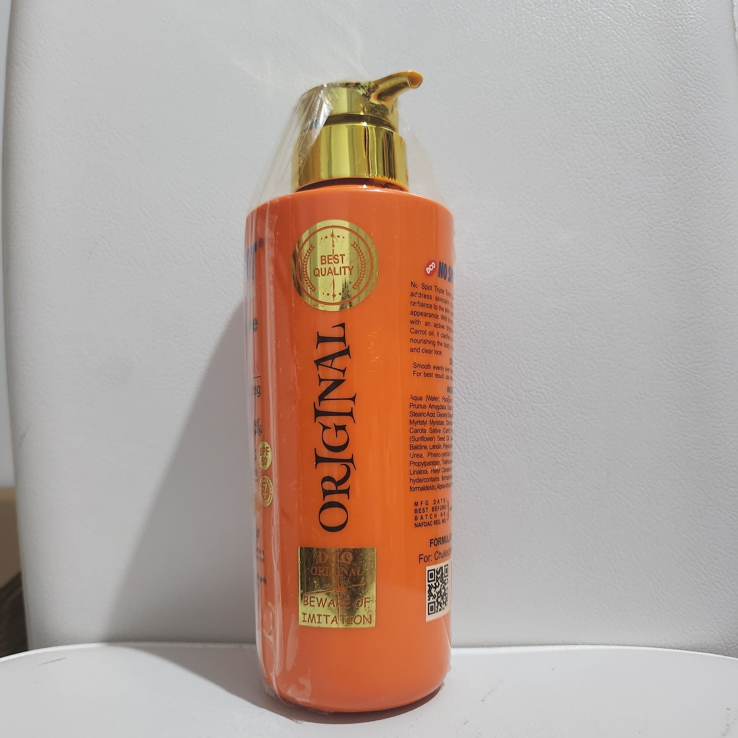 No Spot Triple Tone Carrot & Alpha Hydroxy Daily Moisturizing Skin Toning Milk with Retinol Glutathione & Salicylic Acid 17 fl oz for Smooth Skin Care - Moisturizer