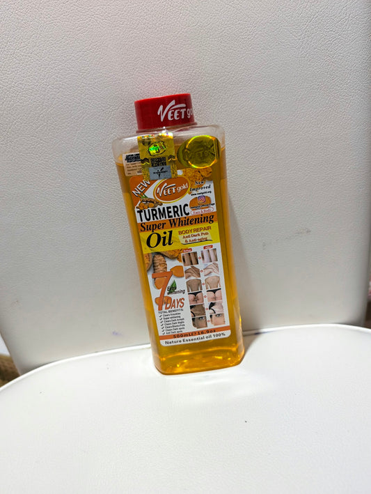 Veet Gold AlphaX3 Arbuthin, Vitamin C Oil, & Turmeric Super Whitening Oil 500ml for Face & Body Whitening