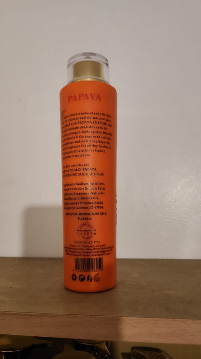 Q7 Gold Papaya Whitening Herbal Body Milk Strong Treatment Fast Action Lait Corporel 350ML Hydrating Moisturizing Skin Repair