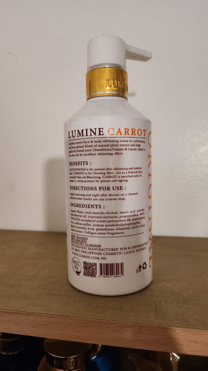Lumine Gold Carrot Extra Strong Whitening Body Lotion Original 500ml X1 Anti Aging for All Skin Types