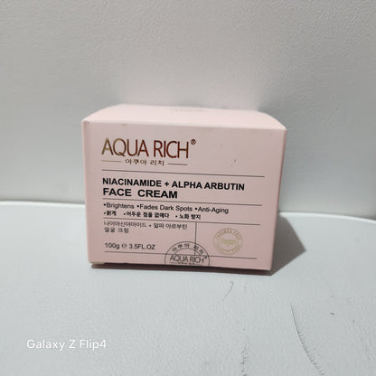 Aqua Rich Niacinamide + Alpha Arbutin Face Cream 100g Brightens Fades Dark Spots Anti-Aging Skincare Product