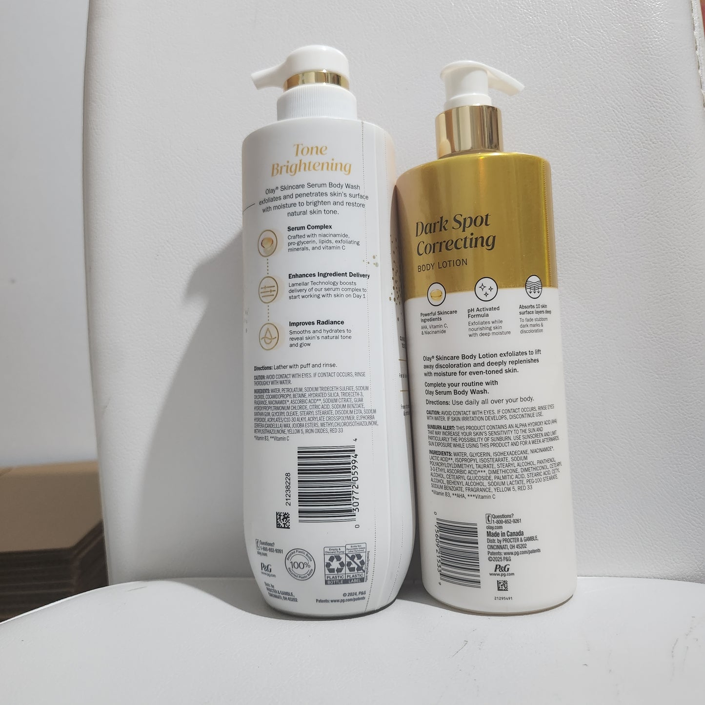 Olay Vitamin C Body Brightening Lotion Dark Spot Correcting And Wash Set -with Hydrating Formula
