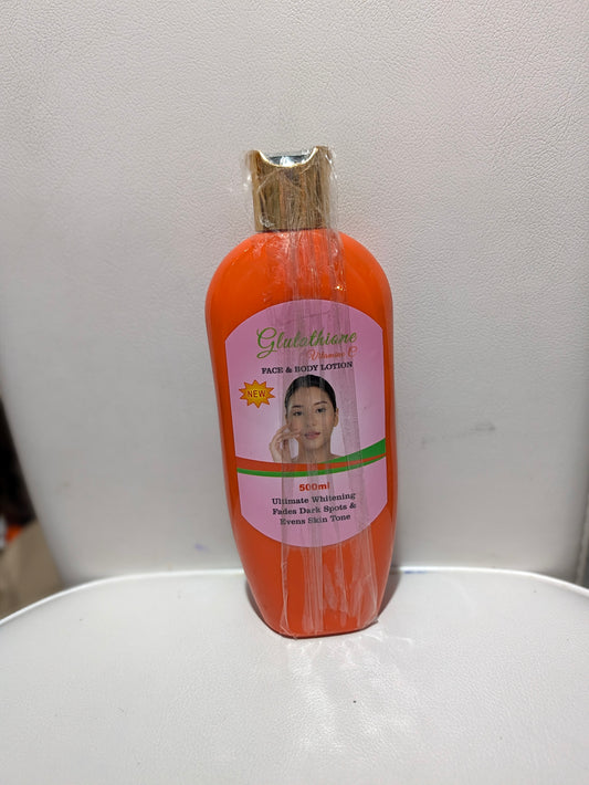 Glutathione Vitamin C Face & Body Lotion 500ml Ultimate Whitening Fades Dark Spots & Evens Skin Tone