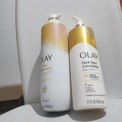 Olay Vitamin C Body Brightening Lotion Dark Spot Correcting And Wash Set -with Hydrating Formula