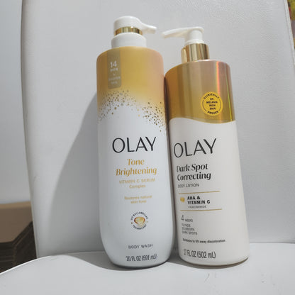 Olay Vitamin C Body Brightening Lotion Dark Spot Correcting And Wash Set -with Hydrating Formula