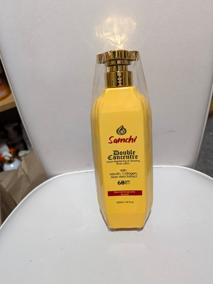 Samchi Double Concentre Super Brightening Showering Body Lotion with Albumin Collagen Aloe Vera Extract 60% 500ml