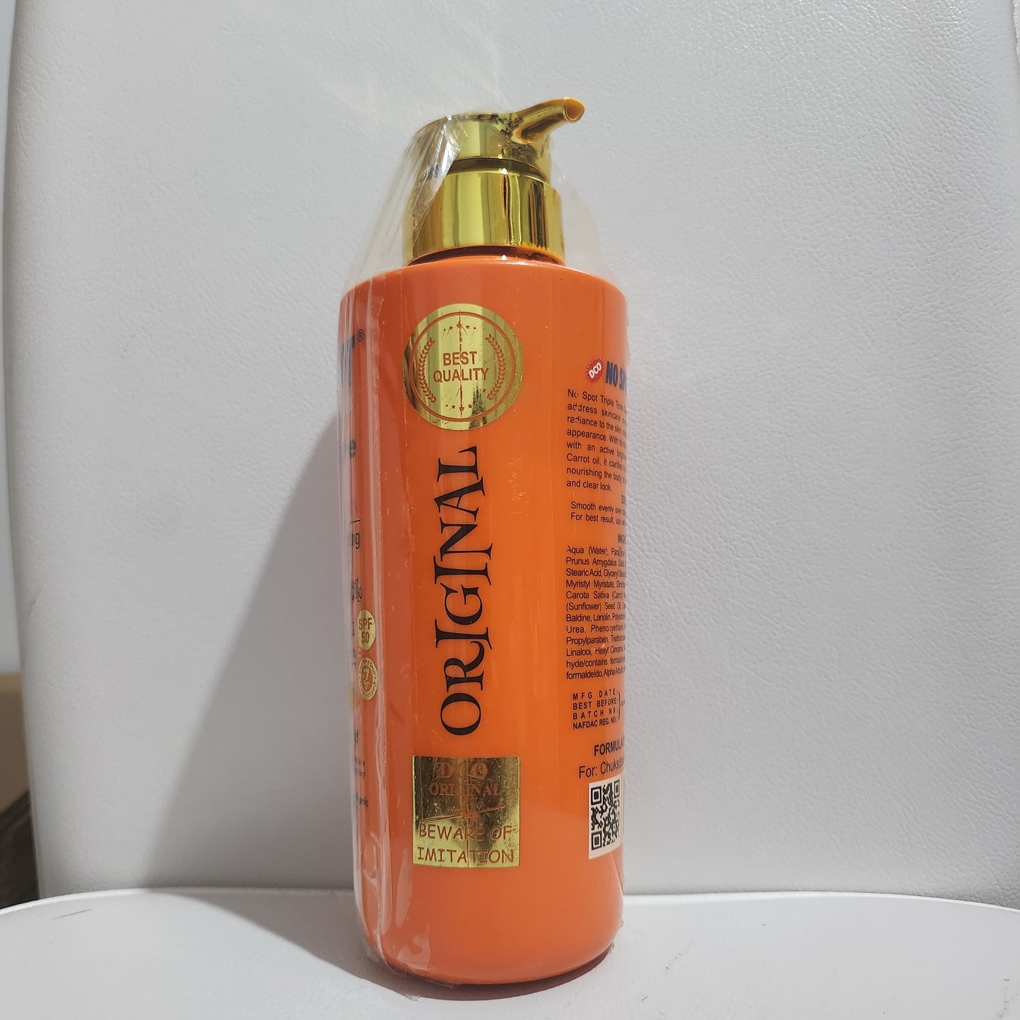 No Spot Triple Tone Carrot & Alpha Hydroxy Daily Moisturizing Skin Toning Milk with Retinol Glutathione & Salicylic Acid 17 fl oz for Smooth Skin Care - Moisturizer