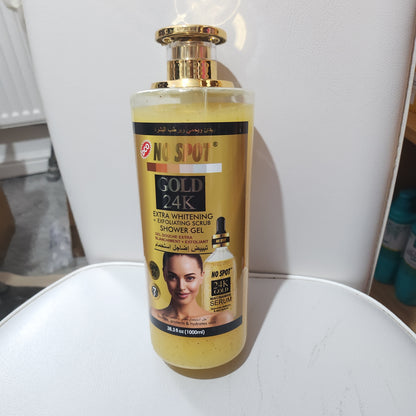 No Spot Gold 24K Extra Whitening Exfoliating Scrub Shower Gel 1000ml for Radiant Skin Care