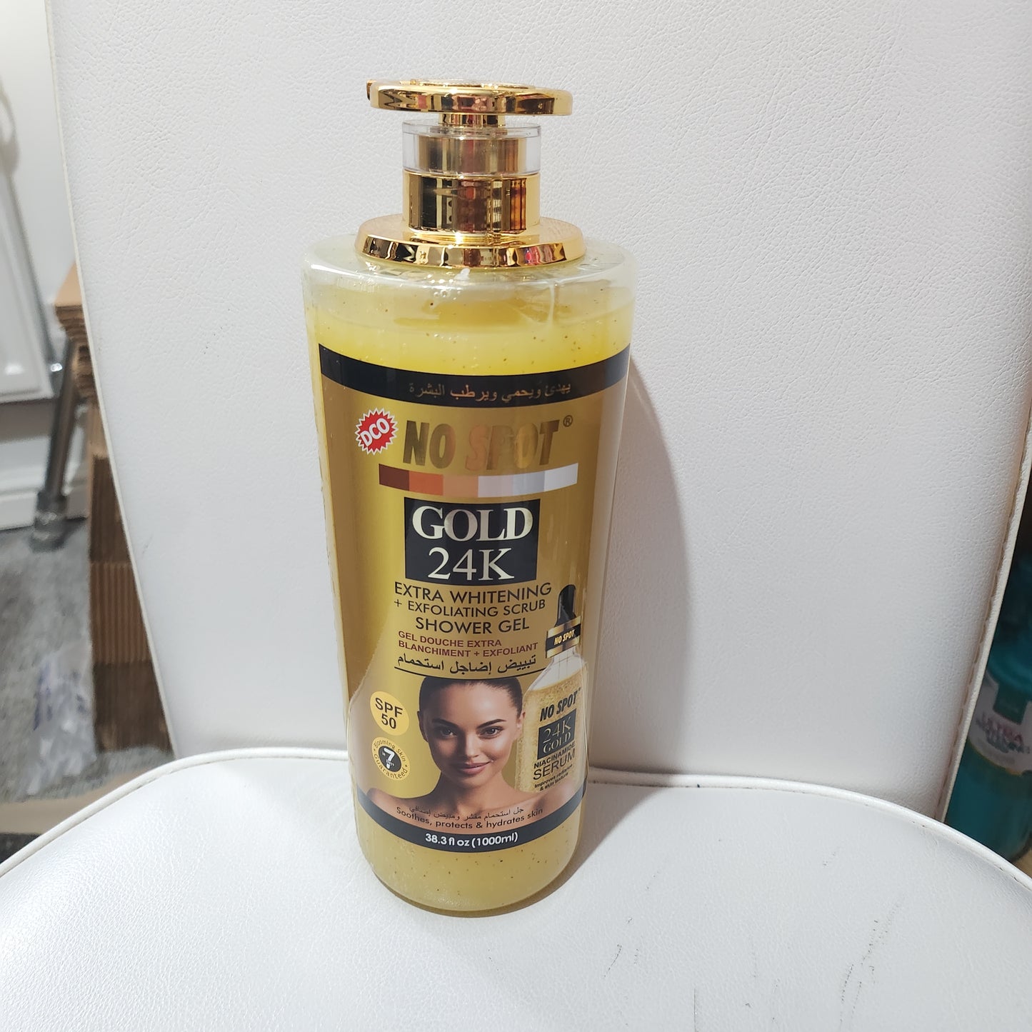No Spot Gold 24K Extra Whitening Exfoliating Scrub Shower Gel 1000ml for Radiant Skin Care