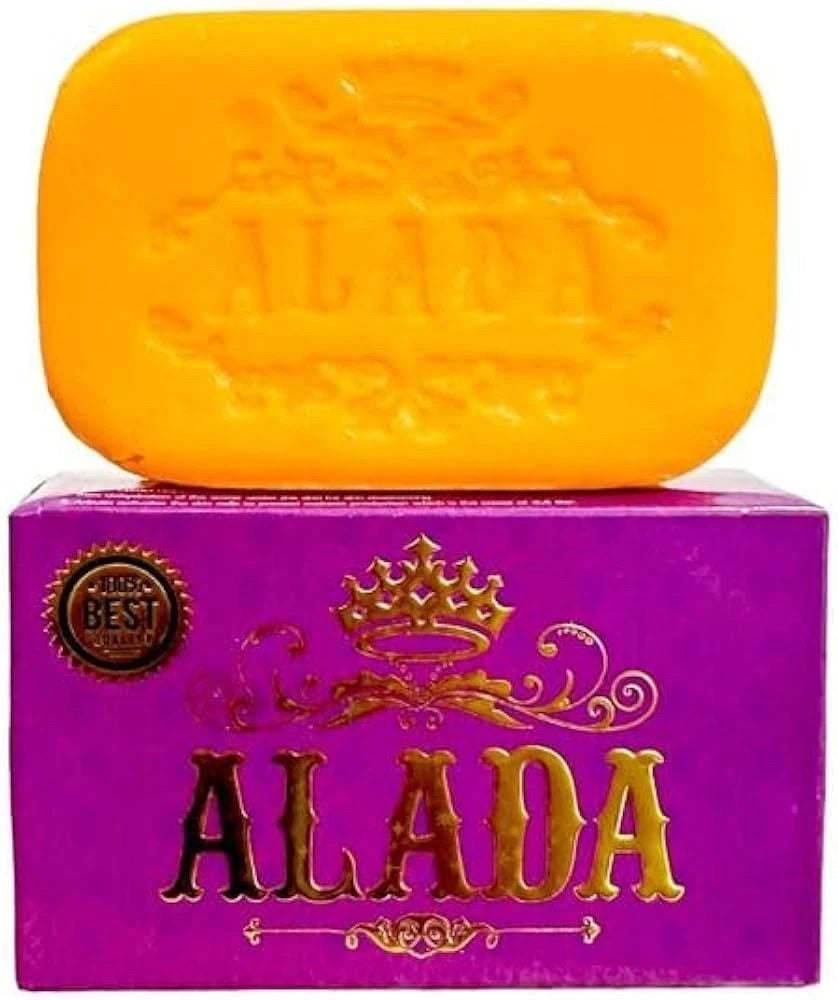 Alada Whitening Soap Naturally Brightening Natural Extract Face & Body Soap 160G with Vitamin E for Combination Skin Unscented Orange Colour