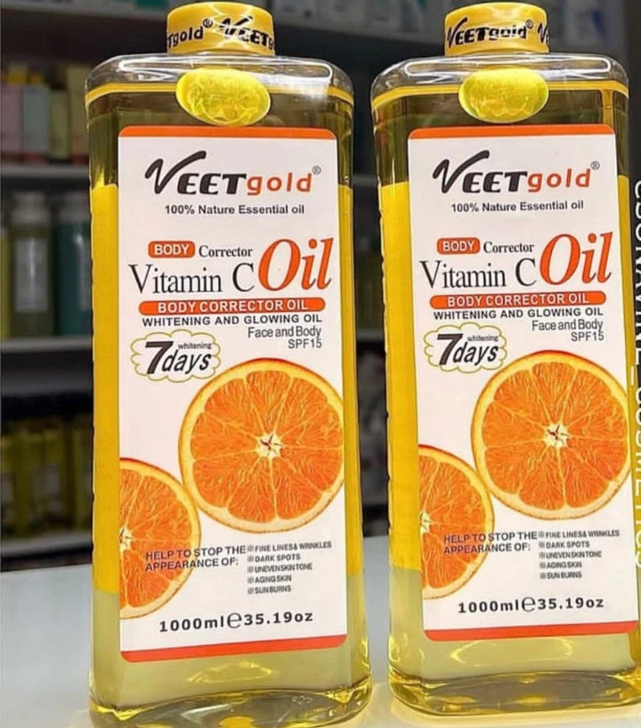 Veet Gold Body Corrector and Glowing Oil 1000ML - One Bottle for Skin Care