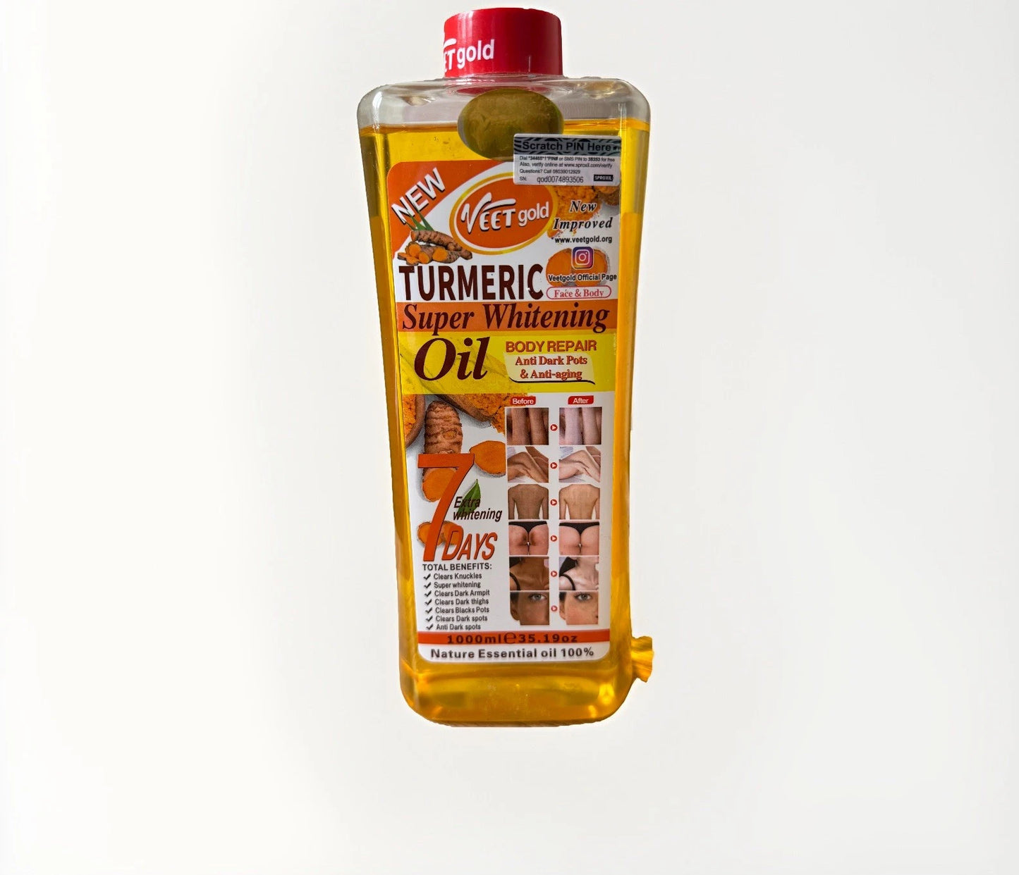 Veet Gold Body Corrector and Glowing Oil 1000ML - One Bottle for Skin Care