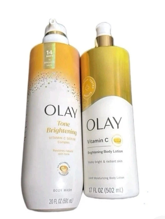 Olay Vitamin C Body Brightening Lotion And Wash Set -with Hydrating Formula